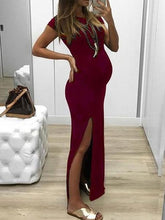Load image into Gallery viewer, Fashion Solid Color Slit Maternity Dress