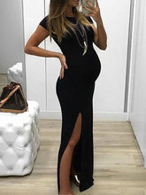 Load image into Gallery viewer, Fashion Solid Color Slit Maternity Dress
