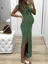 Load image into Gallery viewer, Fashion Solid Color Slit Maternity Dress