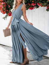 Load image into Gallery viewer, Pure Color V-Neck Mid-Waist Maternity Dress