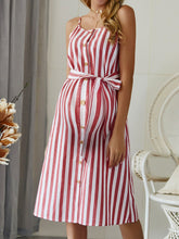 Load image into Gallery viewer, Long Sling Striped Maternity Dress