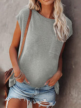 Load image into Gallery viewer, Round Neck Short Sleeve Maternity Casual T-shirt