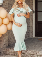 Load image into Gallery viewer, Pure Color Sexy Fashion One-Neck Maternity Dress