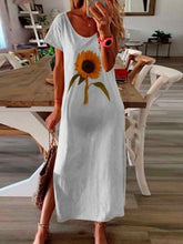 Load image into Gallery viewer, Sunflower Print Maternity Casual Dress