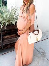 Load image into Gallery viewer, Pure Color V-Neck Loose Maternity Dress