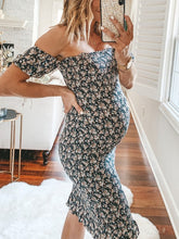 Load image into Gallery viewer, Slim Sexy Strapless Floral Maternity Dress