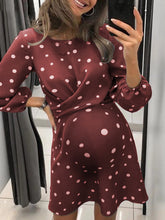 Load image into Gallery viewer, Round Neck Polka Dot Print Maternity Dress