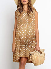 Load image into Gallery viewer, Printed Polka Dot Ruffled Maternity Dress