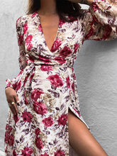 Load image into Gallery viewer, V-neck Long-sleeved Printed Dress For Pregnant Women