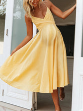 Load image into Gallery viewer, Deep V Personality Stitching Sling Maternity Dress