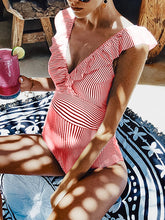 Load image into Gallery viewer, V-neck Striped Casual Fashion Maternity Swimsuit