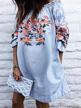 Load image into Gallery viewer, Maternity Off-shoulder Printed Lotus Sleeve Dress