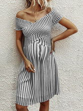 Load image into Gallery viewer, Pregnant Women's One-shoulder Striped Dress