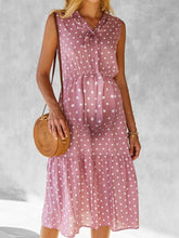 Load image into Gallery viewer, Dot Printed V-Neck Sleeveless Knotted Maternity Dress