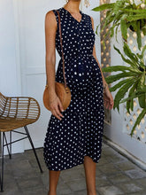 Load image into Gallery viewer, Dot Printed V-Neck Sleeveless Knotted Maternity Dress