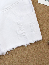 Load image into Gallery viewer, Pure Color Trendy Ripped Maternity Shorts