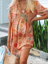 Load image into Gallery viewer, Maternity Fashion Short-sleeved Mid-waist Stitching Print Dress