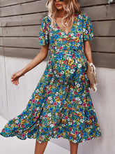Load image into Gallery viewer, Maternity Summer Floral V-neck Waist Dress