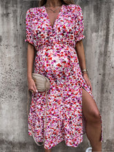 Load image into Gallery viewer, Maternity Fashion V-neck Printed Dress