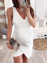 Load image into Gallery viewer, Irregular Solid Color Slim Sexy Sleeveless V-neck Dress For Pregnant Women