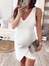 Load image into Gallery viewer, Irregular Solid Color Slim Sexy Sleeveless V-neck Dress For Pregnant Women