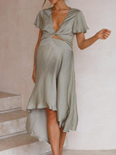 Load image into Gallery viewer, Maternity V-neck Irregular Hem Dress