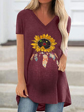 Load image into Gallery viewer, Short-Sleeved Loose-Fitting Printed Maternity Top