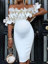 Load image into Gallery viewer, Sexy Ruffled Sleeves Wrapped Hip Maternity Dress
