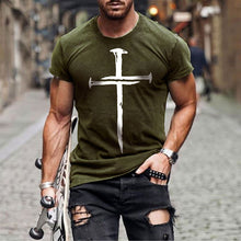 Load image into Gallery viewer, Men's Cross Print Crew Neck Casual Sports T-shirts