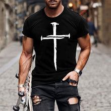Load image into Gallery viewer, Men's Cross Print Crew Neck Casual Sports T-shirts