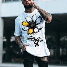 Load image into Gallery viewer, Men's Casual Chrysanthemum Print Round Neck Short Sleeve T-shirts
