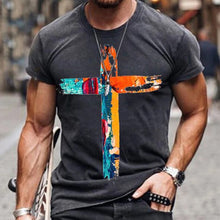 Load image into Gallery viewer, Cross Print Men's Casual T-shirt