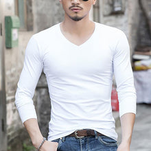 Load image into Gallery viewer, Men's Long Sleeve V-Neck Pullover T-Shirt