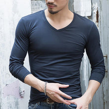 Load image into Gallery viewer, Men's Long Sleeve V-Neck Pullover T-Shirt