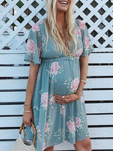 Load image into Gallery viewer, Printed Maternity Dress V-neck