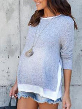 Load image into Gallery viewer, Fashion Colorblock Long Sleeve T-shirt Fake Two-piece Suit