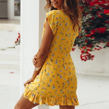 Load image into Gallery viewer, Maternity V-Neck Asymmetric Printing Dress