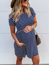 Load image into Gallery viewer, Stripes Are Loose Elastic And Comfortable Maternity Dress