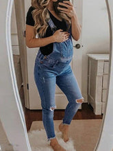 Load image into Gallery viewer, Maternity Denim Overalls European and American Fashion Pocket Cropped Jeans