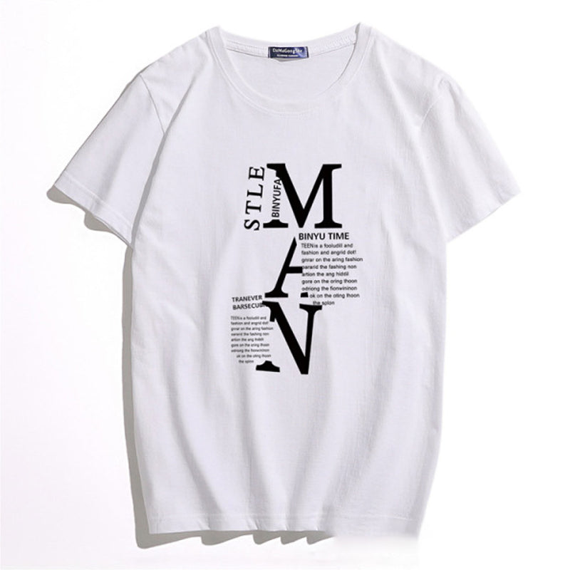 Letters Printed Loose Mens T-shirt