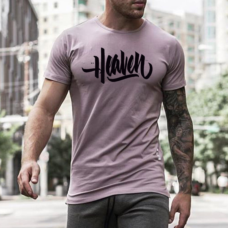 Men's Round Neck Letters Printed T-Shirt