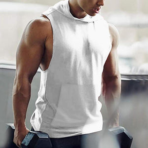 Men's Fashion Solid Color Hooded Sleeveless T-Shirt