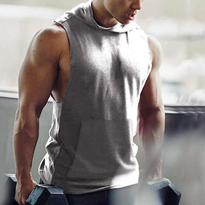 Men's Fashion Solid Color Hooded Sleeveless T-Shirt