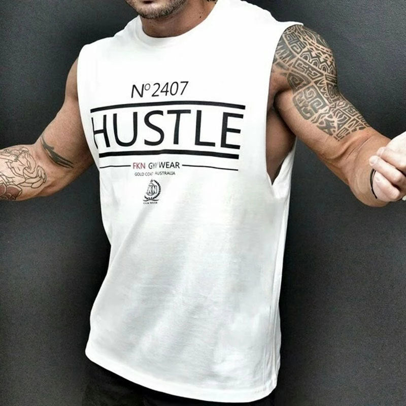 Men's Cotton Loose Letter Printed Casual Sports Vest