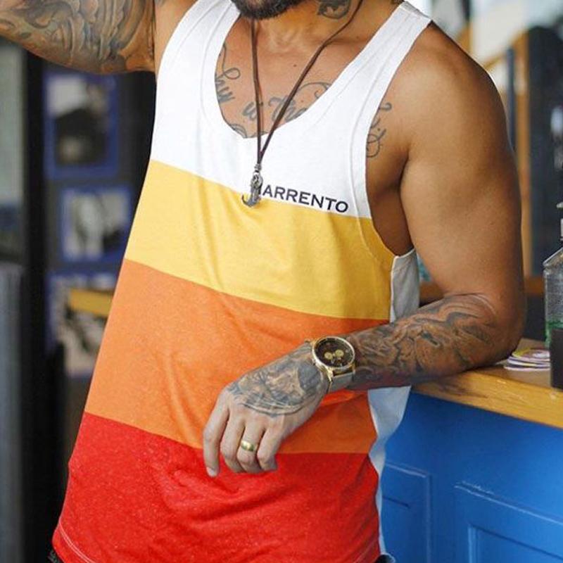 Colorblock Printed Casual Vest for Men