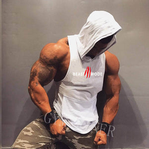 Men's Printed Sleeveless Hooded Sports Vest