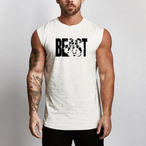 Letter Printed Sleeveless Cotton Men's Tops