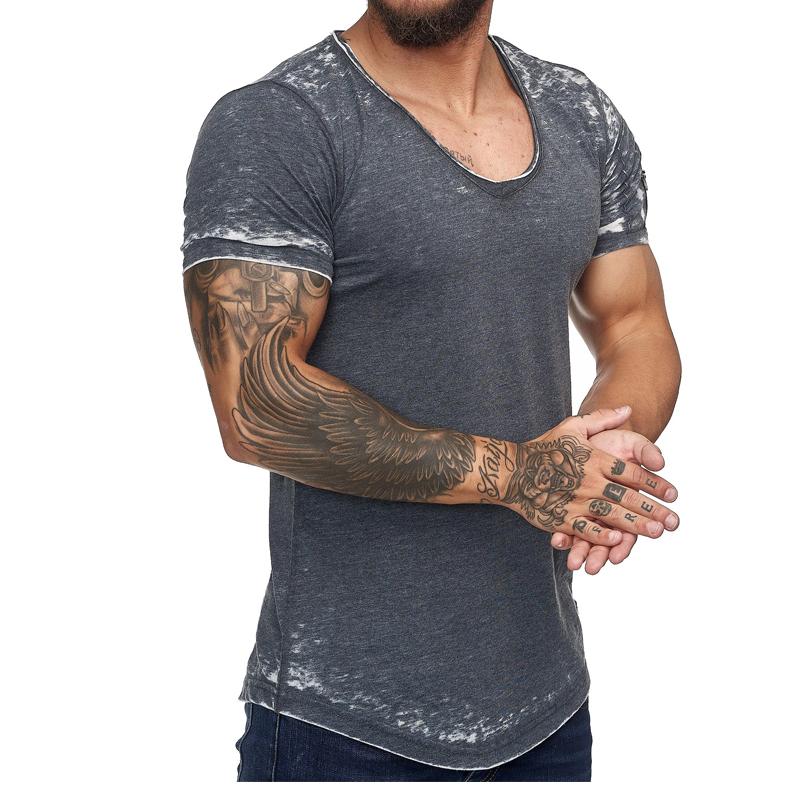 Hip-hop T-shirt Stitching Pocket