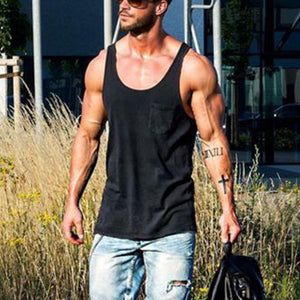 Solid Color Daily Sleeveless Cotton Men's Tops