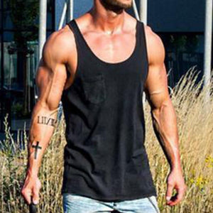 Solid Color Daily Sleeveless Cotton Men's Tops